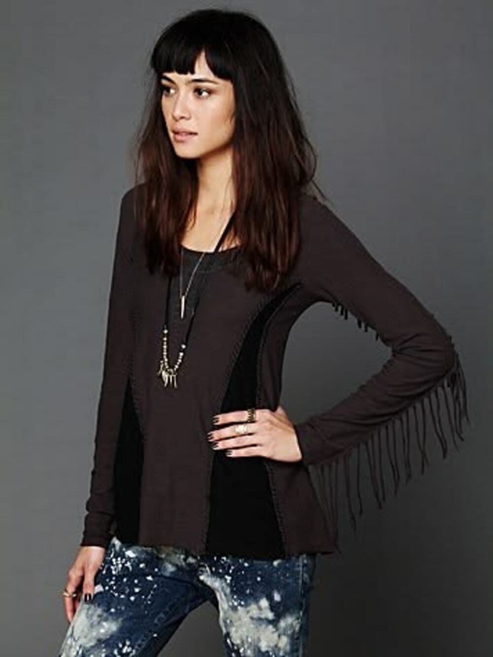 Free People We The Free Boho Blue Laguna Thermal Oversized Pointelle Knit Top
